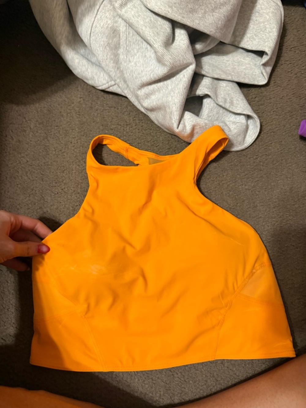 lululemon Bright Orange High Neck Crop Tank
